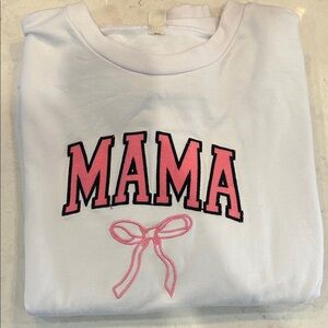 White Sweatshirt with Pink 'MAMA' Design